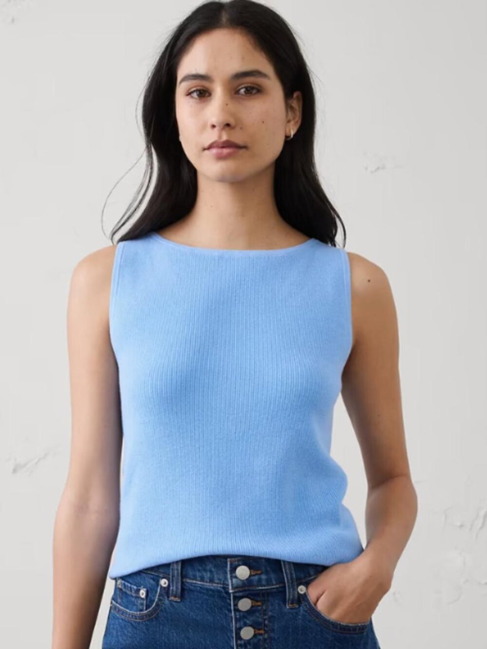 Banana Republic Blue Ribbed Sleeveless Knit Tank – Small